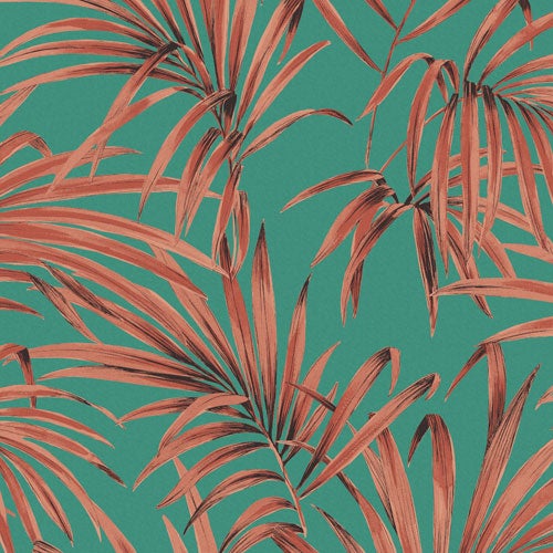 Palm tropical, tapet i grön och röd