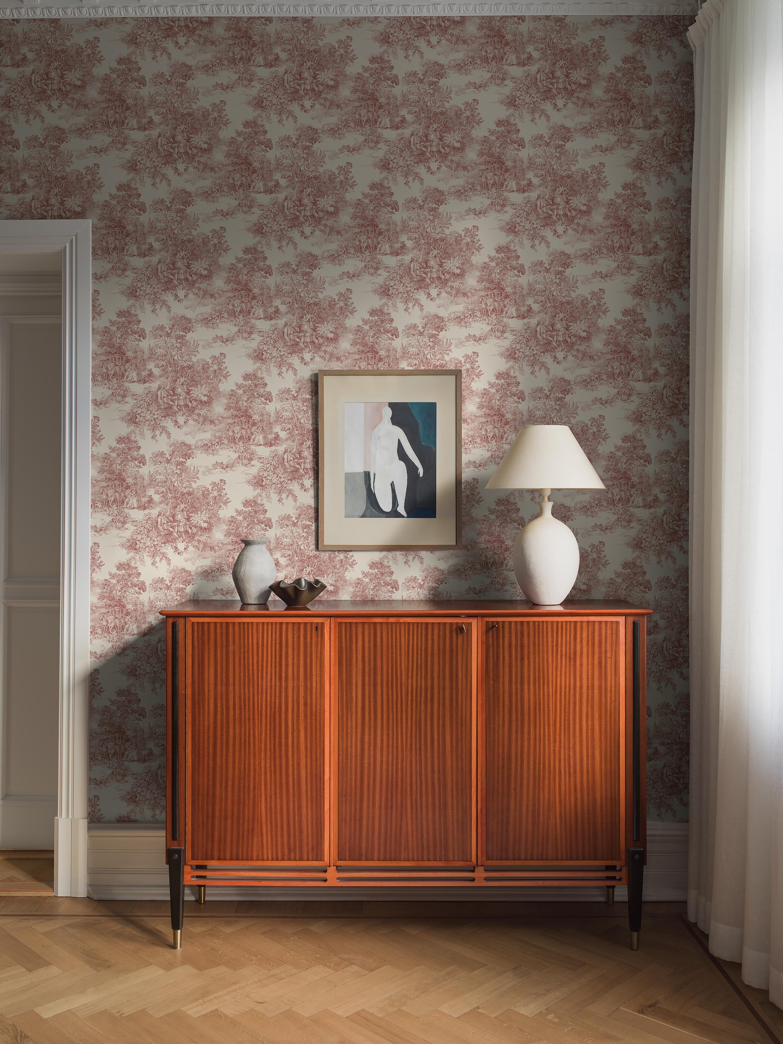 Toile de Jouy, röd