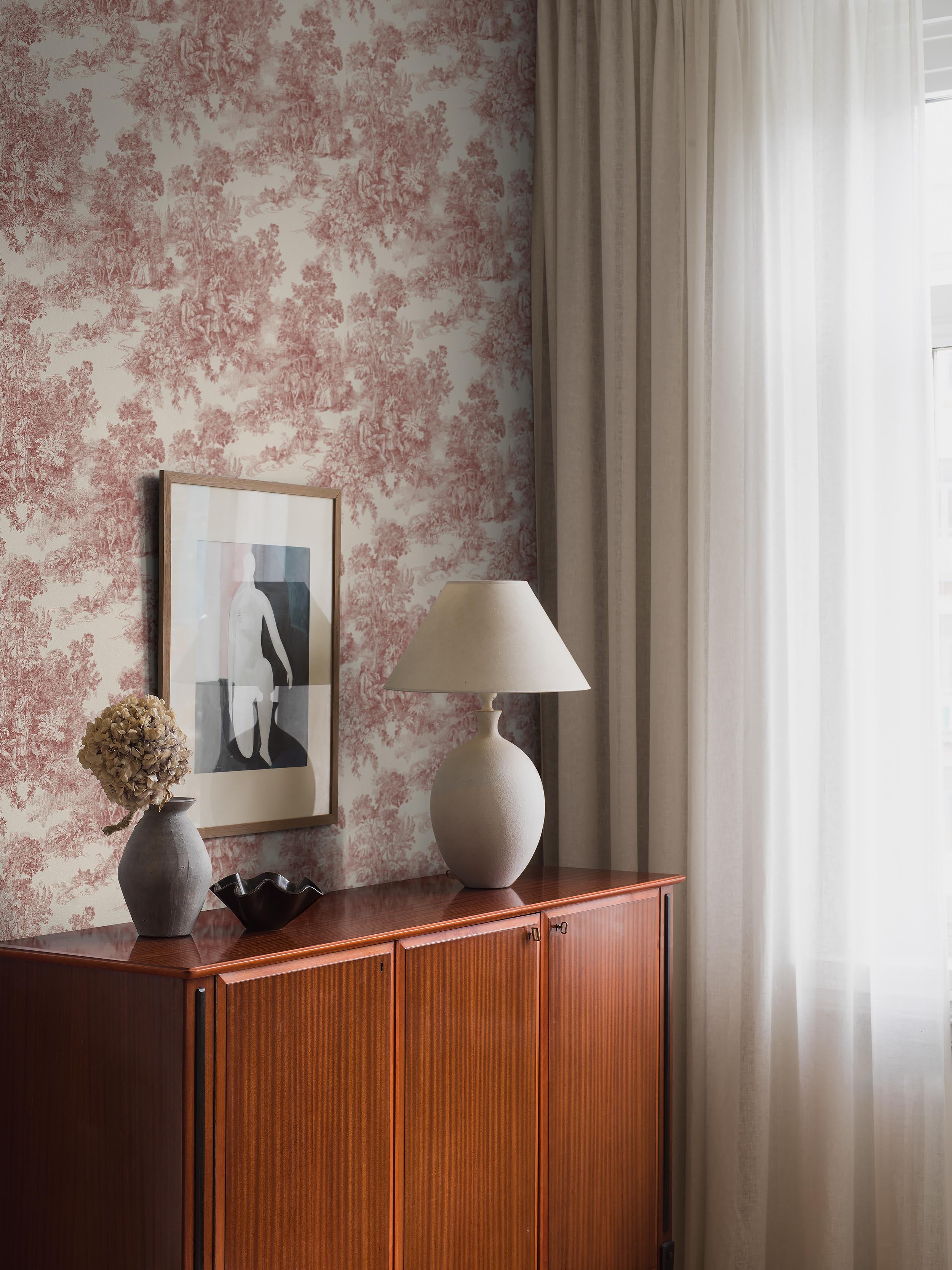Toile de Jouy, röd