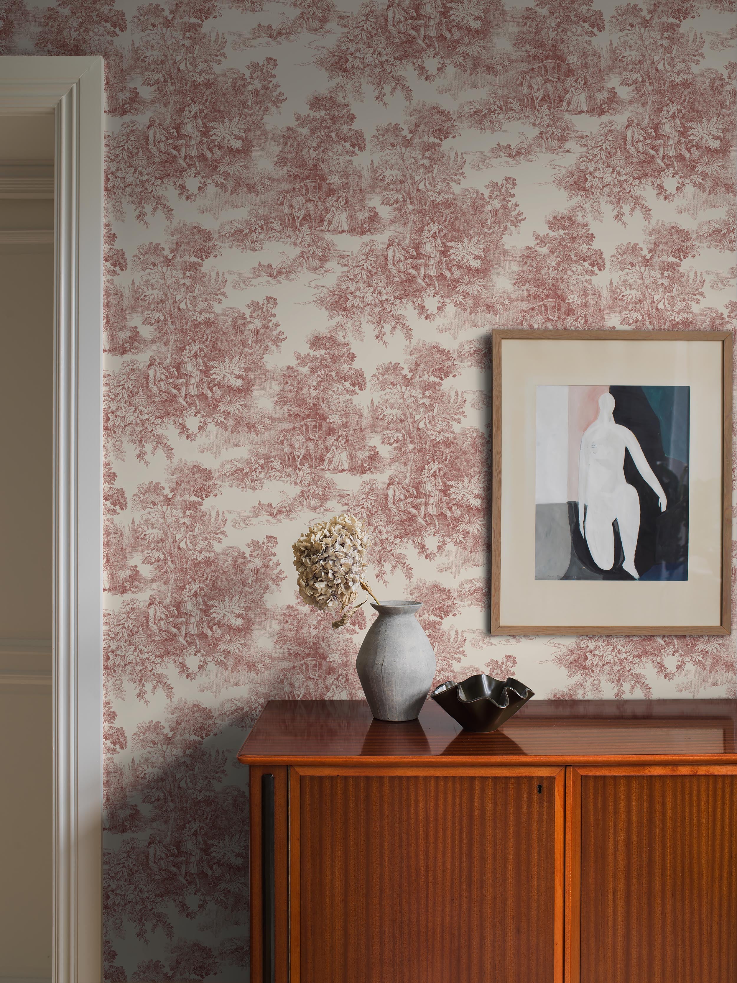 Toile de Jouy, röd